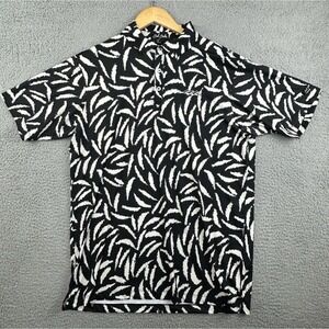 Bad Birdie Golf Polo Shirt Mens Large Black White Abstract Print Short‎ Sleeve